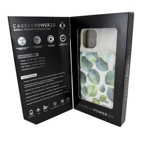 Casely Power 2.0 Battery Power Charging Case iPhone 11 White Green Leaves NEW